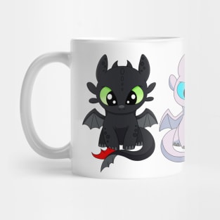 Dragon furies, toothless and light fury, kawaii dragons, how to train dragon Mug